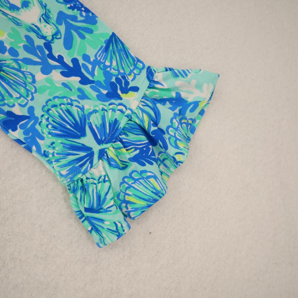 Lilly Pulitzer Girl's Large Dress Mini Sophie Ruffle Sea Glass Seeing Double NEW - Picture 4 of 12